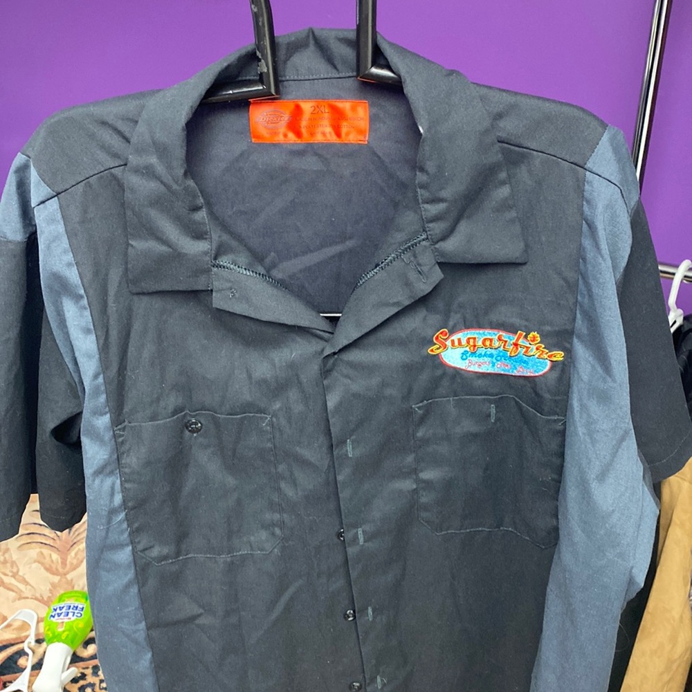 Coal black Mens button down work shirt